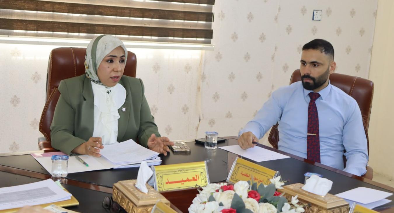 The Faculty of Veterinary Medicine held its first open council meeting for the academic year 2025-2026 on Monday, September 8, 2025, under the chairmanship of Assistant Professor Dr. Hadeel Mohammed Fayyad, with the presence of the faculty council members. The meeting focused on reviewing the academic plans for the new academic year, assigning courses to the teaching staff, and monitoring the requirements for program accreditation, ensuring the quality of education and the advancement of students’ academic 