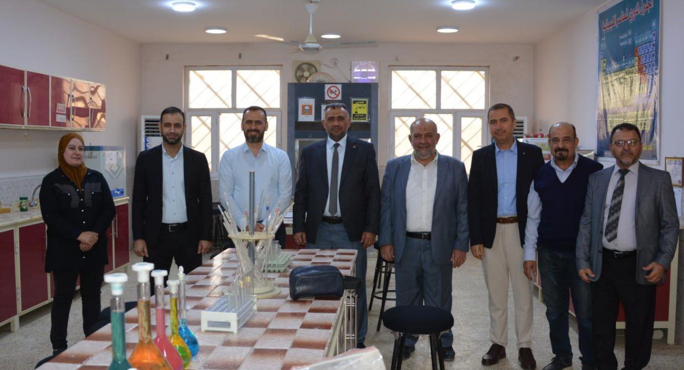 A central committee from the Presidency of Fallujah University visits the College of Veterinary Medicine to evaluate and develop scientific laboratories.
