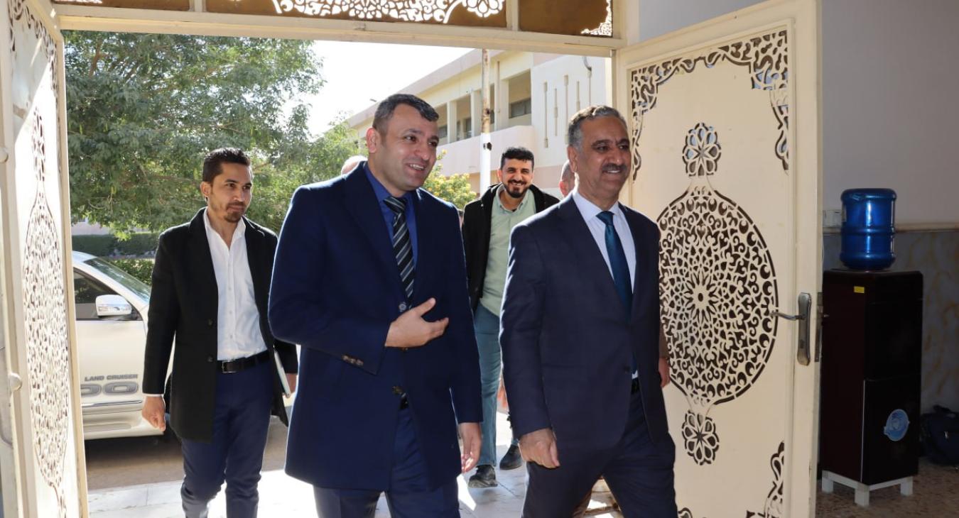 Mr. President of Fallujah University (Prof. Dr. Ahmed Suleiman Hamad) inspects the progress of the final exams for the first semester in our college